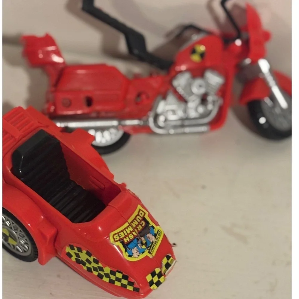 Tyco Incredible Crash Dummies Motorcycle with Sidecar Red Vintage Toy Good 1991